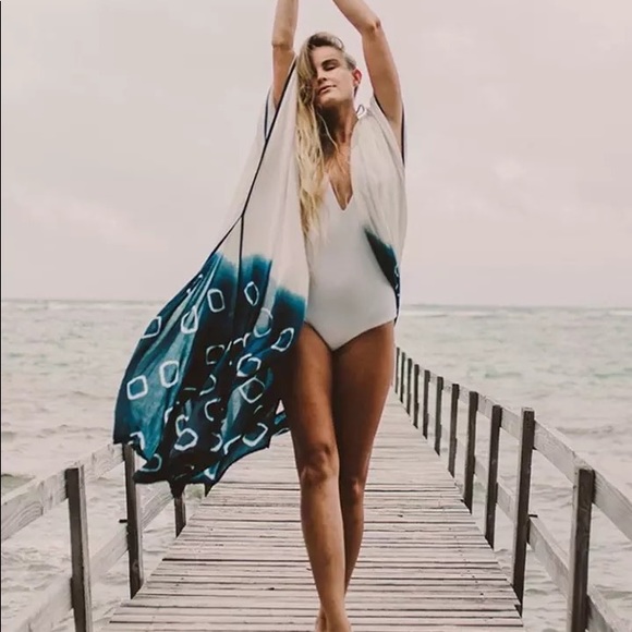 Miami Beach Light Cotton Tie Dye Kimono CoverUp, Boho Summer Long Duster - Picture 2 of 5